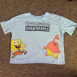 baby blue spongebob and patrick cropped shirt. kinda hard fr.